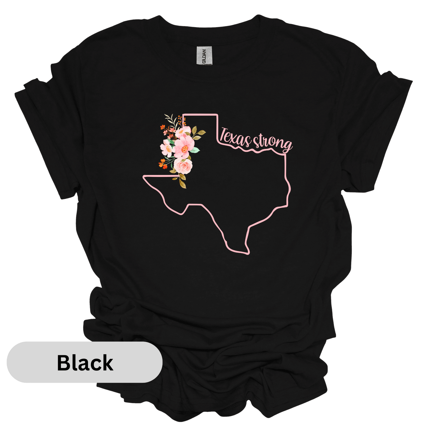 Pray for Texas Pink Outline Floral T-Shirt