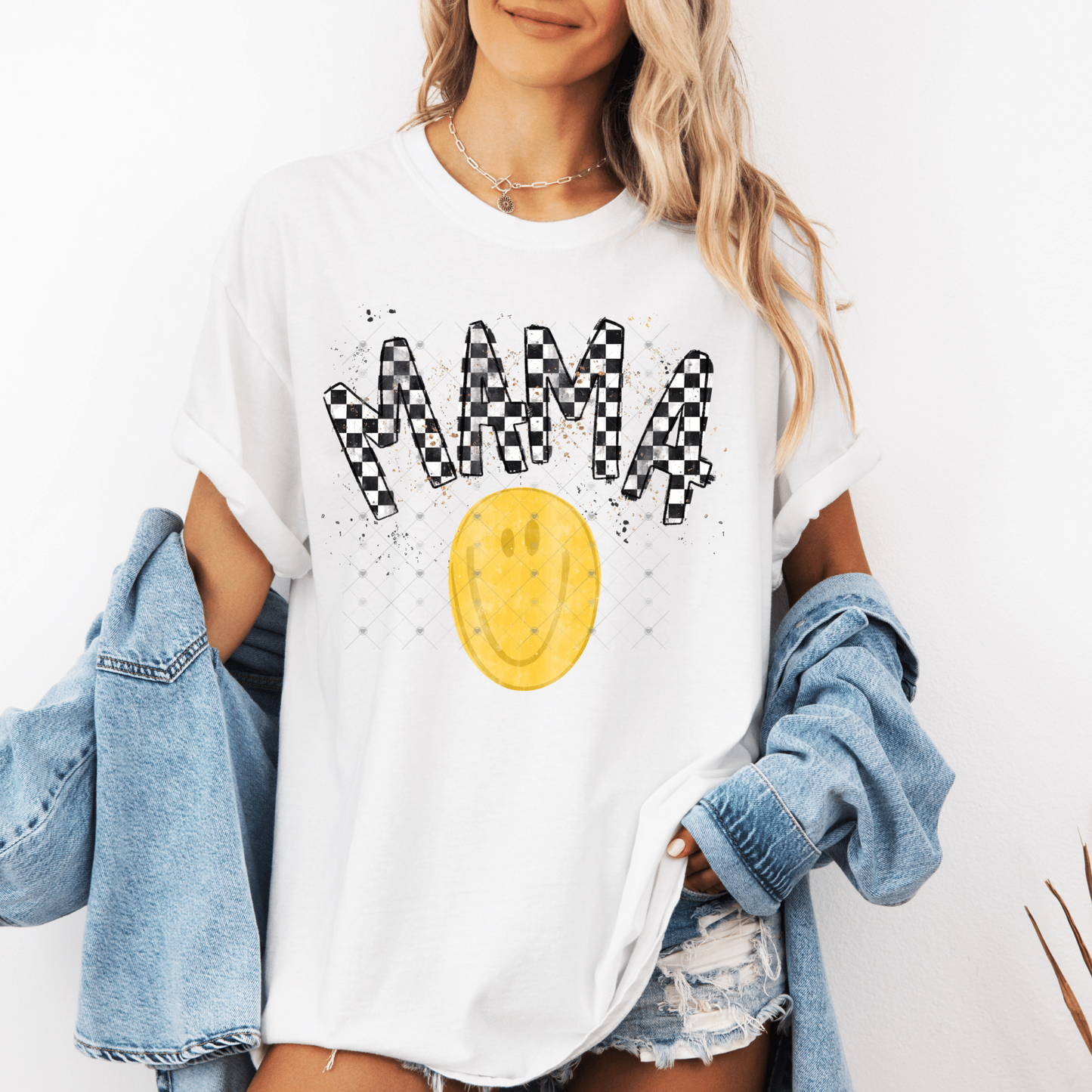 MAMA Checkered Smiley DTF Transfer