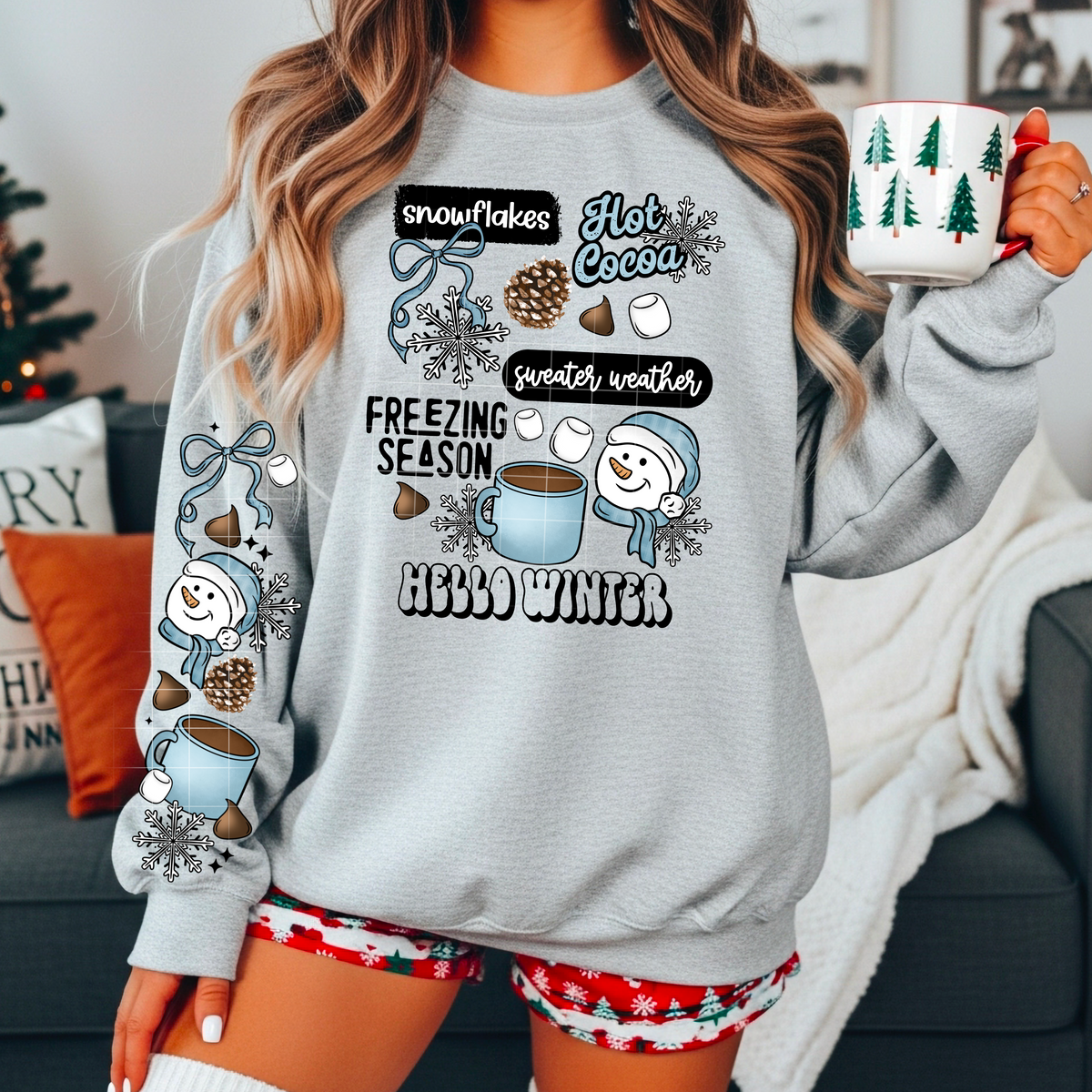 Hello Winter *Optional long sleeve design* DTF Transfer