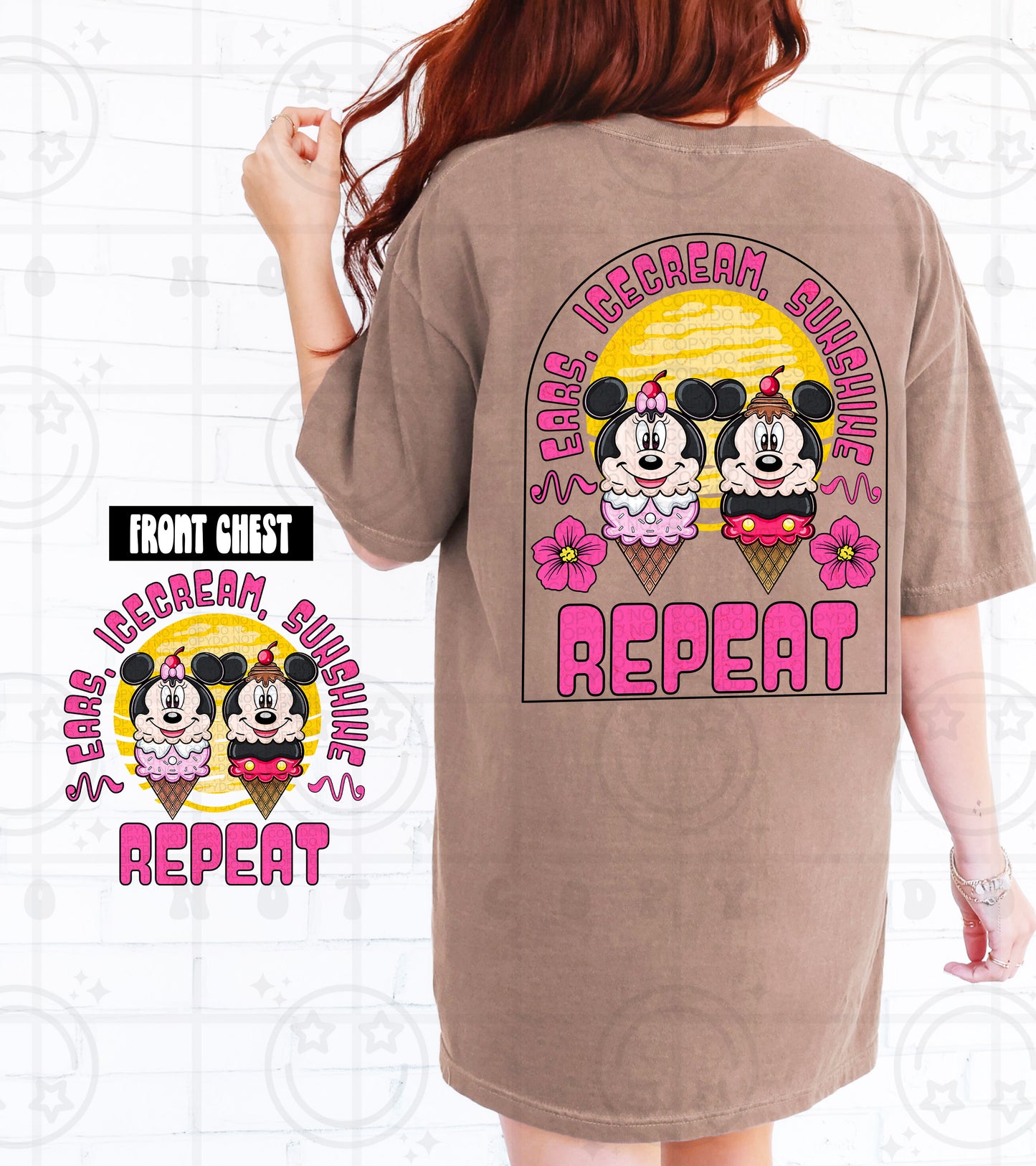 Ears, Ice cream, Sunset DTF Transfer