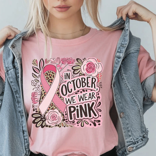 In October We Wear Pink DTF Transfer
