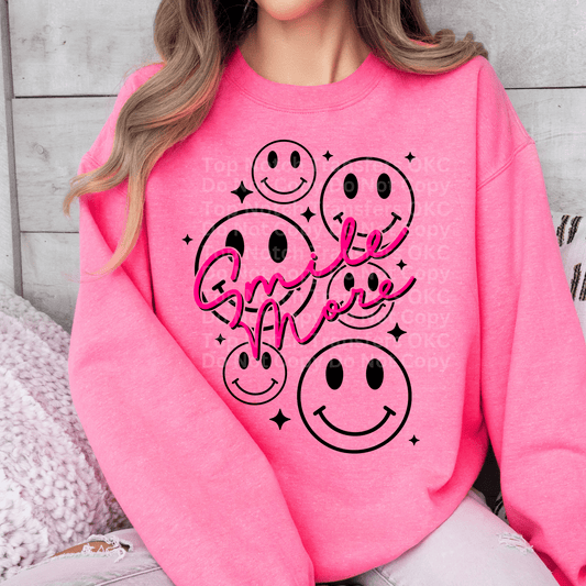 Smile More Black Smiley Faces DTF Transfer
