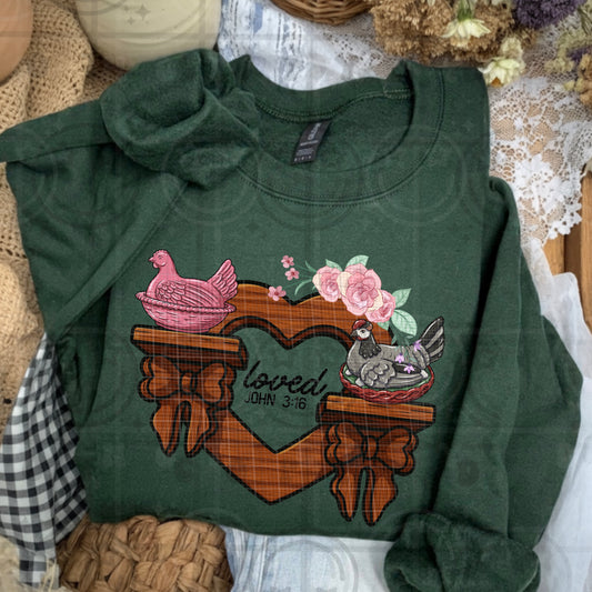 Loved John 3:16 Chickens DTF Transfer