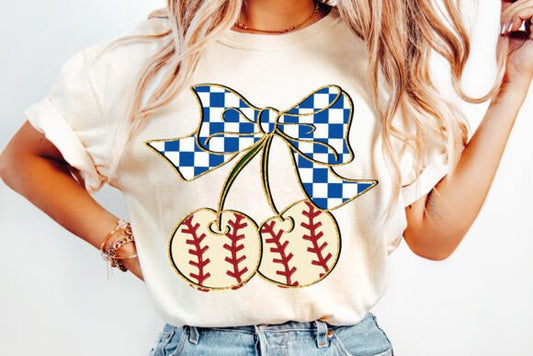 Baseball Cherries DTF Transfer