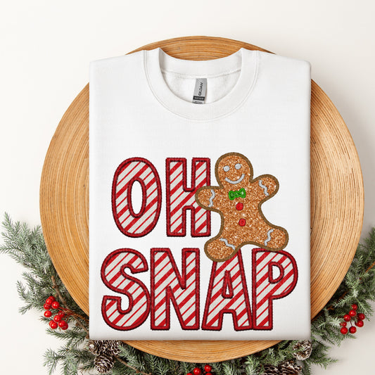Oh, Snap Gingerbread Man - Candy Cane Striped DTF Transfer