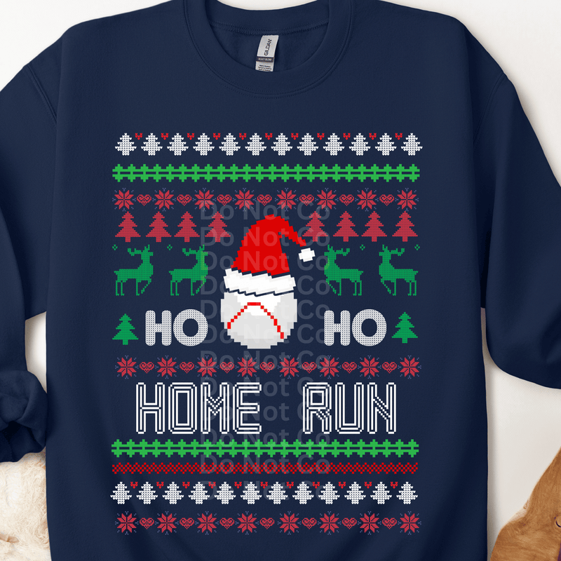 Ho Ho Home Run Ugly Christmas Sweater DTF Transfer