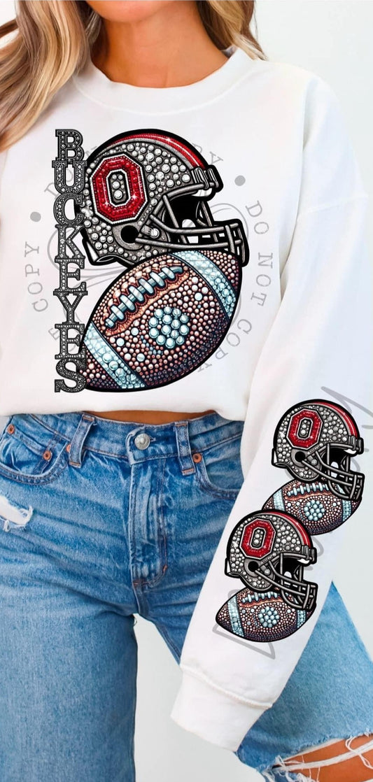 Rhinestone Buckey3s DTF Transfer