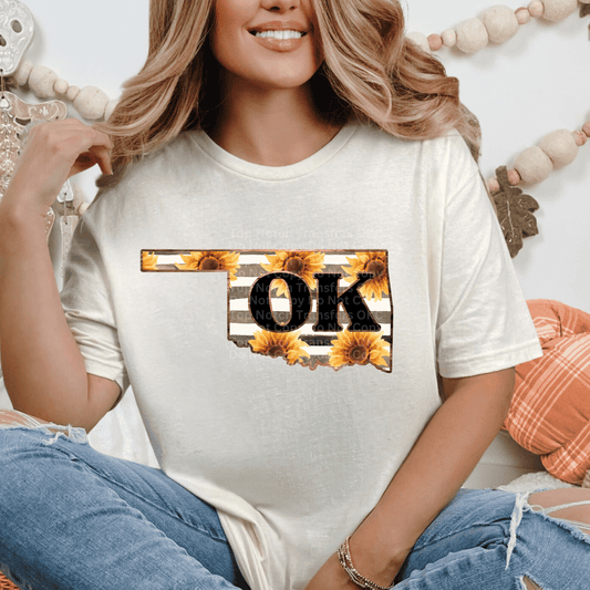 Oklahoma Sunflowers black DTF Transfer