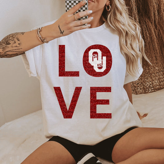 Love Horns Down Faux Glitter DTF Transfer