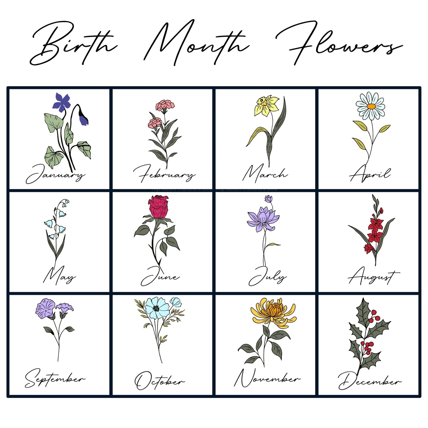 Custom’s Garden *Custom- leave months & names in checkout notes*