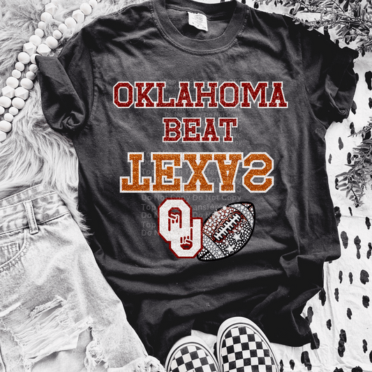 Oklahoma beat Texas Glitter/Bling DTF Transfer