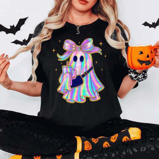 Iridescent Ghost w/ crossbody bag DTF Transfer