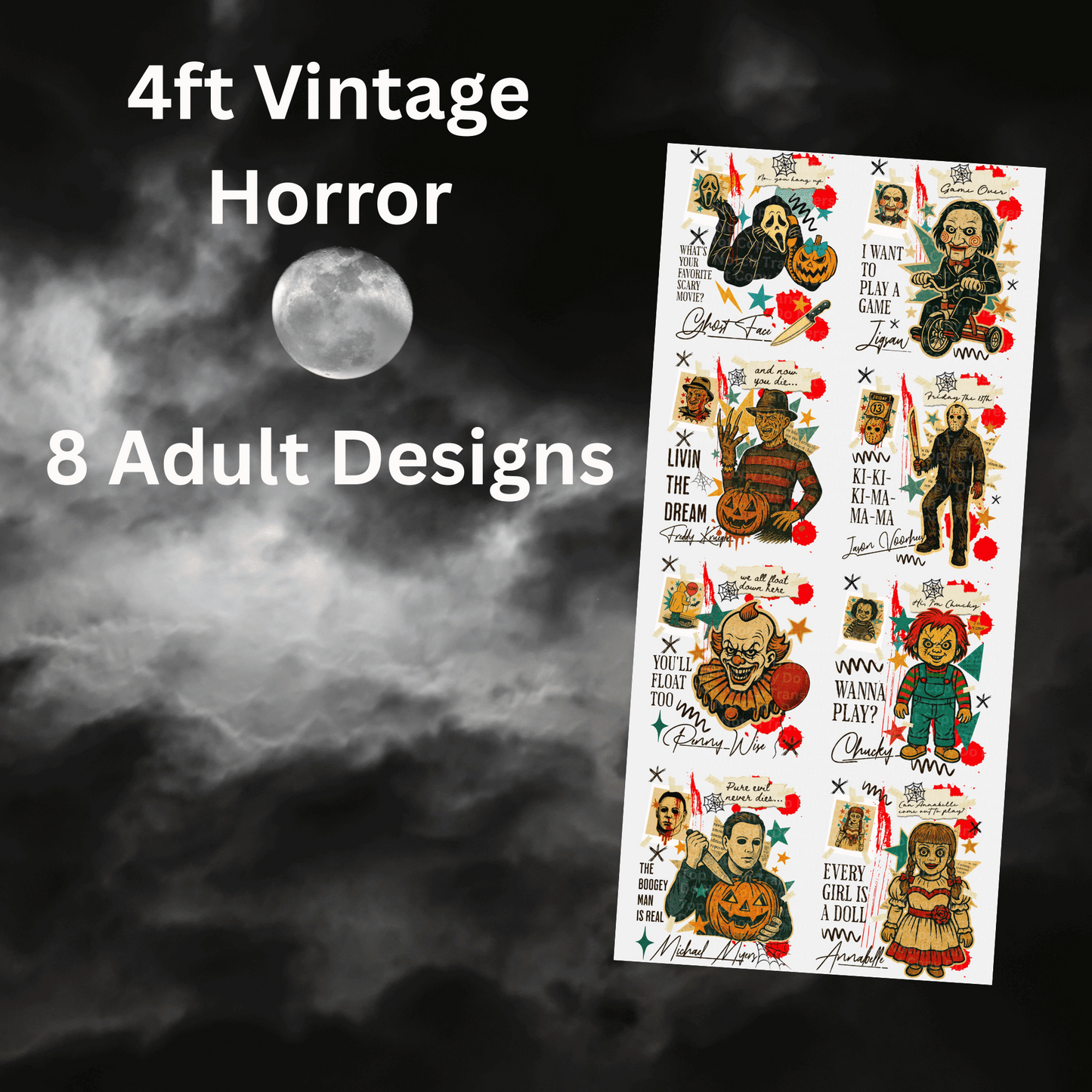 4ft Vintage Horror Gang Sheet