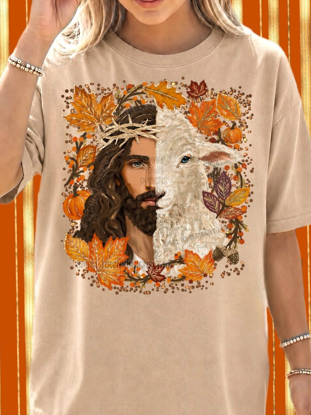 Fall White Jesus/Lamb DTF Transfer