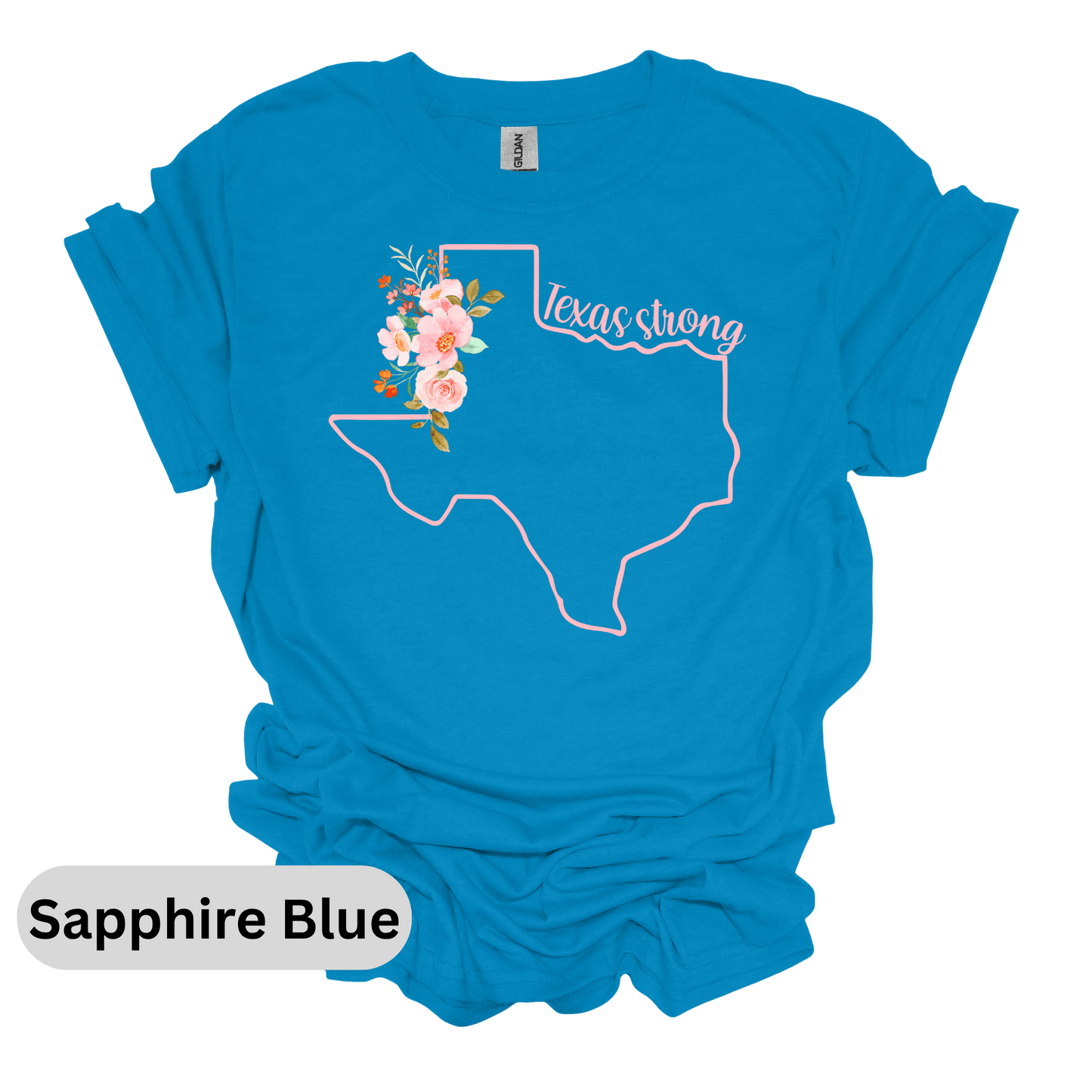 Pray for Texas Pink Outline Floral T-Shirt