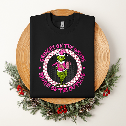 Pink Glitter Bougie on the outside DTF Transfer