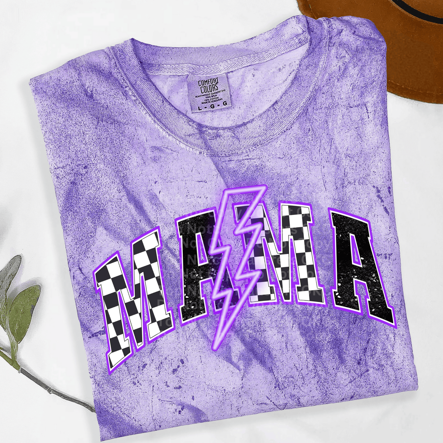 Checkered Mama Neon Purple DTF Transfer