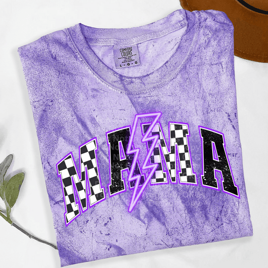 Checkered Mama Neon Purple DTF Transfer