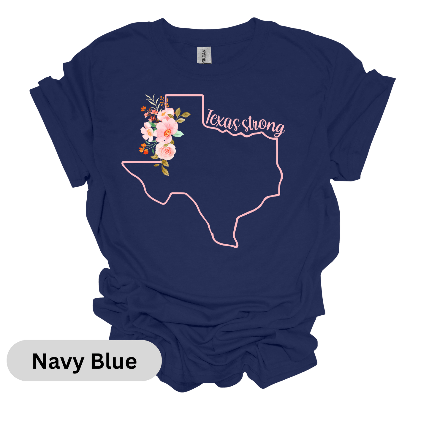Pray for Texas Pink Outline Floral T-Shirt