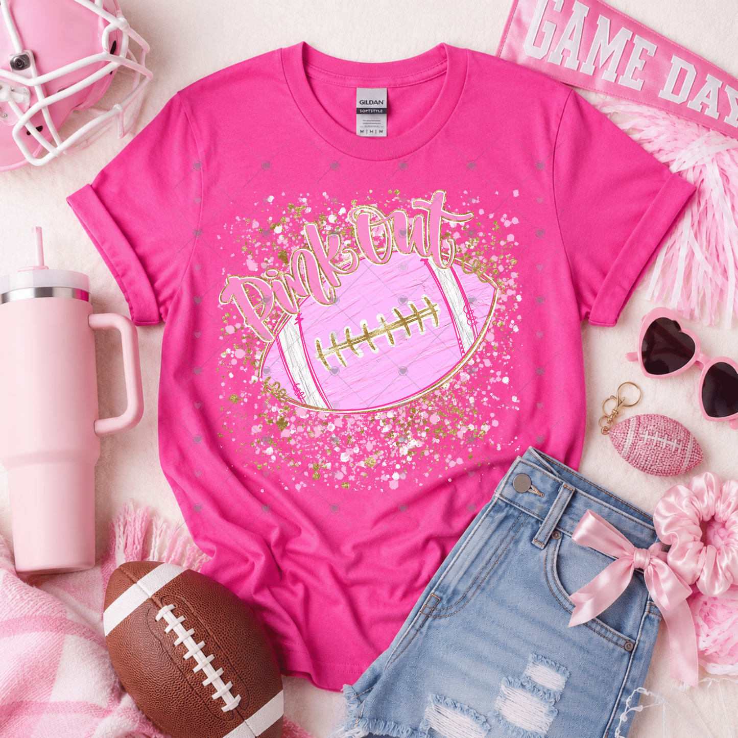 Pink Football Splatter DTF Transfer