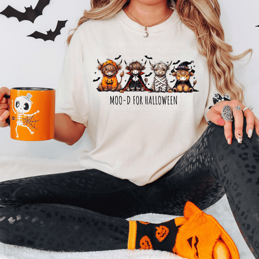 Moo-d For Halloween Highland Cows DTF Transfer