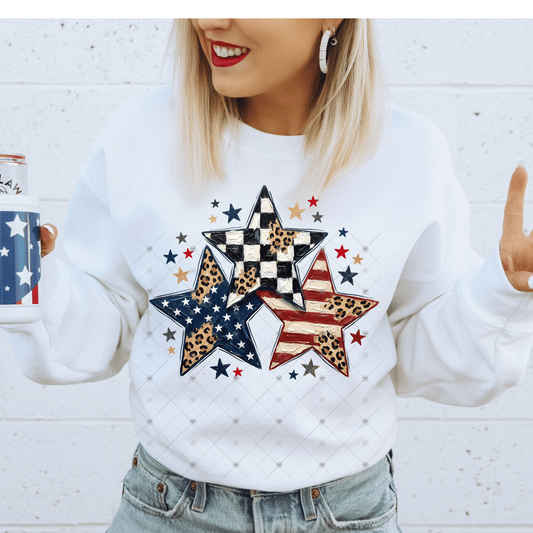 Trendy Patriotic Stars DTF Transfer