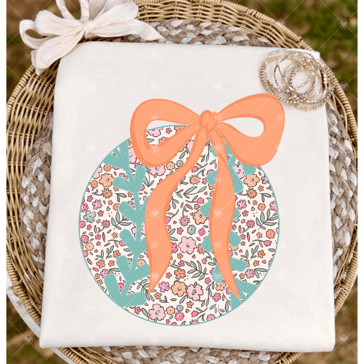 Floral Baseball w/ Bow DTF Transfer