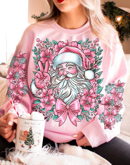 Pink Santa *Optional long sleeve design* DTF Transfer