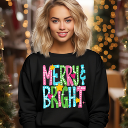 Merry & Bright Black Sweatshirt