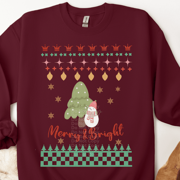 Merry & Bright Ugly Christmas Sweater DTF Transfer