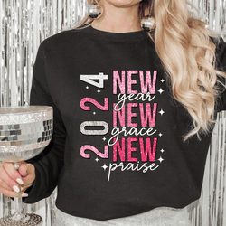 2024 Pink/Wht New Year New Grace New Praise DTF Transfer