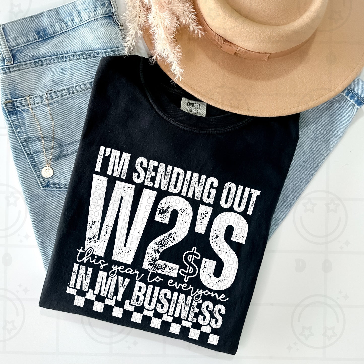 I’m sending out W2’s white DTF Transfer