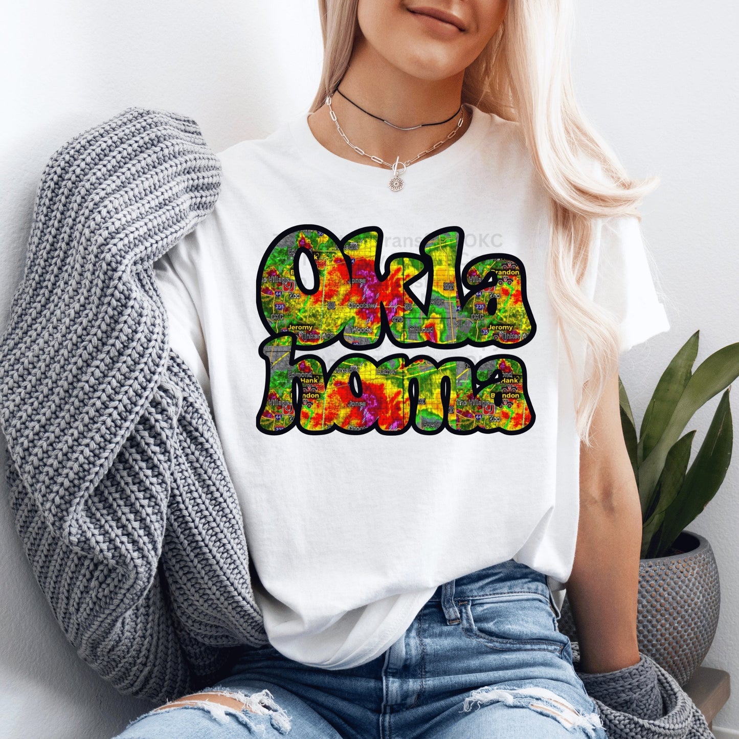 Oklahoma Weather Map Radar Black Outline DTF Transfer