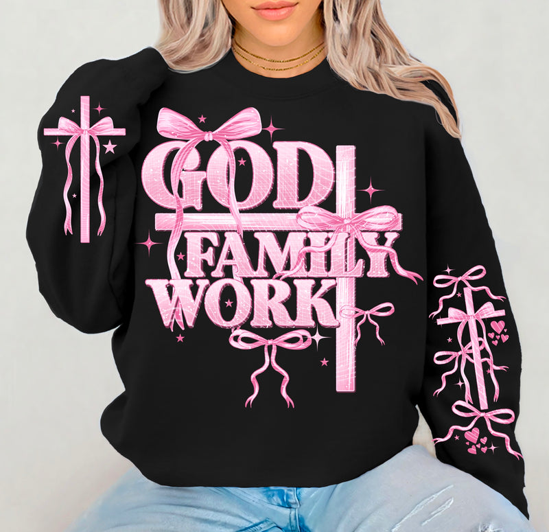 God Family Work *Optional long sleeve design* DTF Transfer