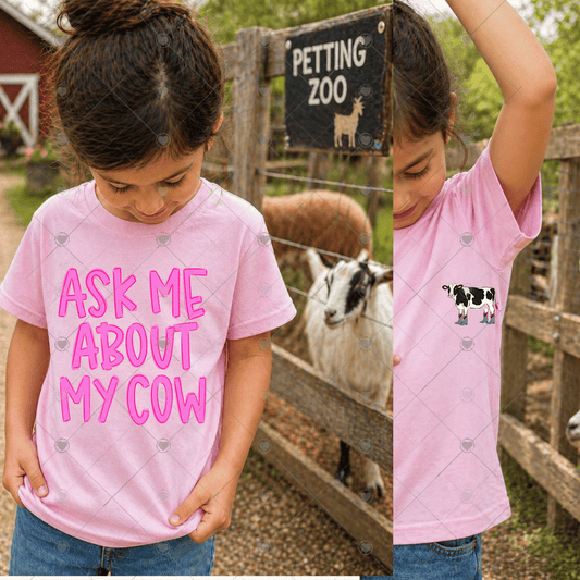 Ask Me About My Cow Pink DTF Transfer *Comes with little cow to hide*