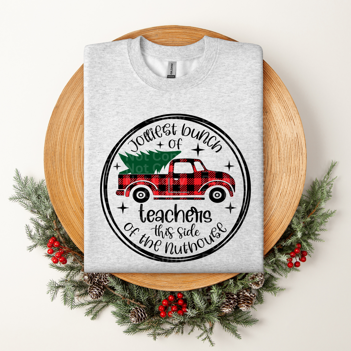 Jolliest bunch of Teachers Red Truck DTF Transfer