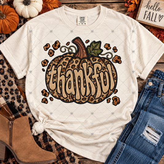 Thankful Leopard Print Pumpkin DTF Transfer