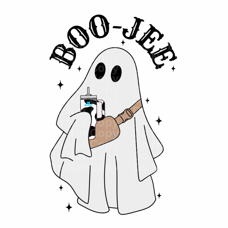 Boo-jee Ghost with cow print cup/bag DTF Transfer