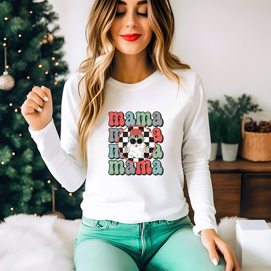 Santa Mama Checkered DTF Transfer *see also- matching mini*