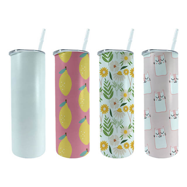 20oz Straight Sublimation Tumbler w/ plastic straw