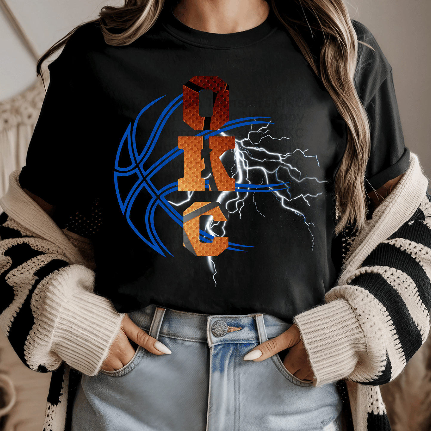 OKC Basketball Lightning Coils DTF Transfer