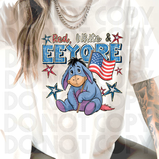 Red, White_Eeyore DTF Transfer