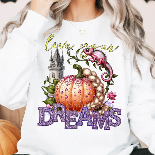 Live Your Dreams Fairytale Pumpkin DTF Transfer