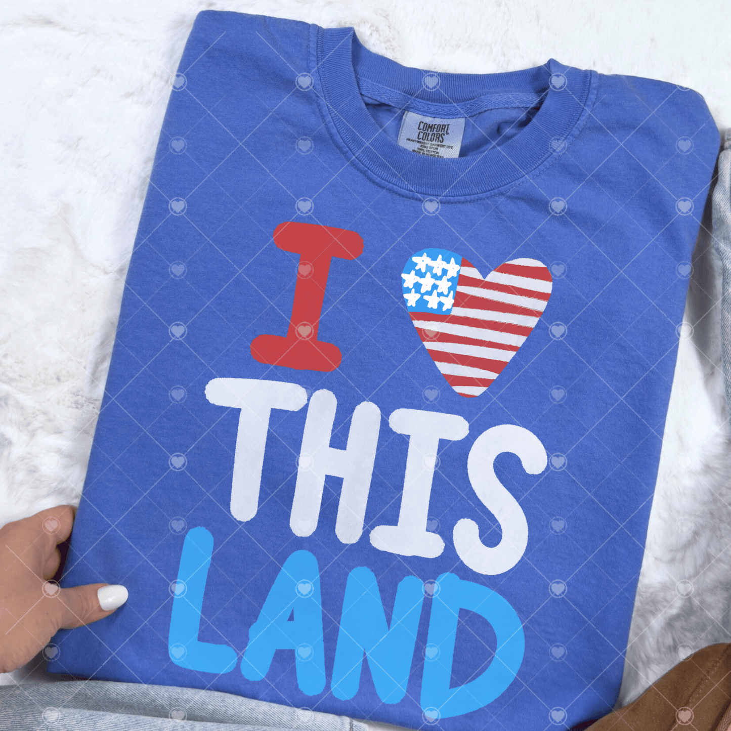I Love This Land Flag Heart DTF Transfer
