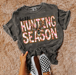 Hello Hunting Season Faux Embroidery Pink DTF Transfer