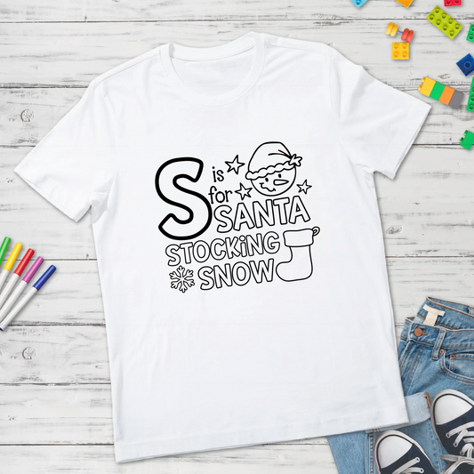 S is For Santa Coloring design DTF Transfer