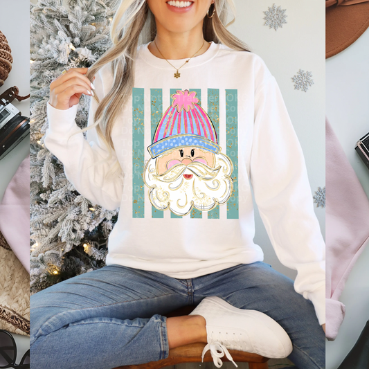 Santa Green Stripes DTF Transfer