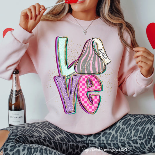 Love w/ Chocolate Kiss DTF Transfer
