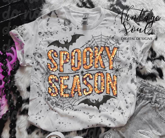 Spooky Season faux glitter DTF Transfer