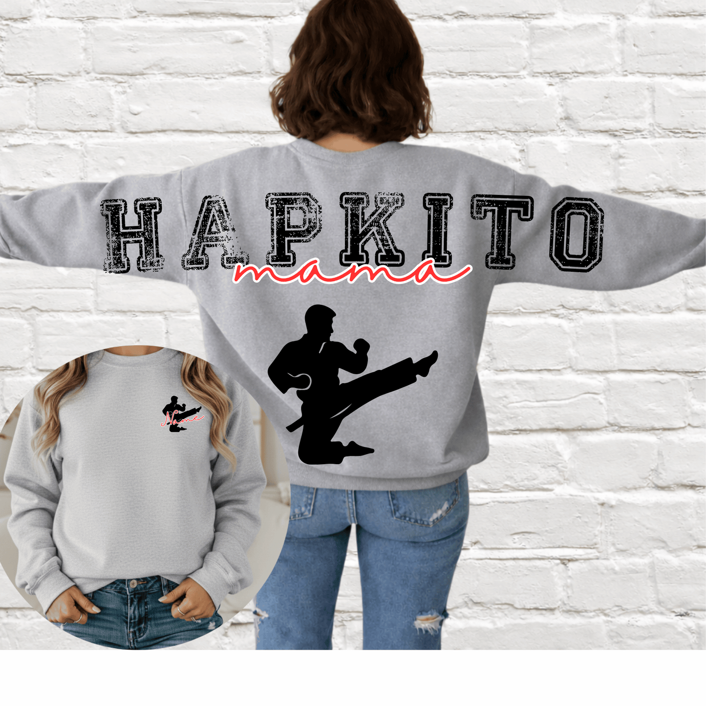 Custom Sports Mama Across the Back & Front pocket DTF Transfer “Leave Custom info in checkout notes- number, name for pocket, for cheerleading- 2 colors and glitter or no glitter on the Pom”
